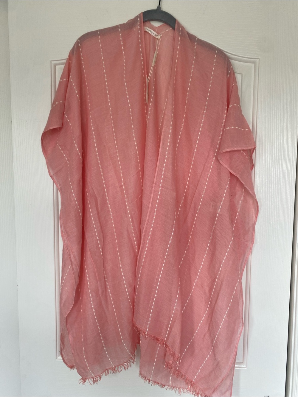 Do everything in love Pink Lightweight Coverup with White Stitching